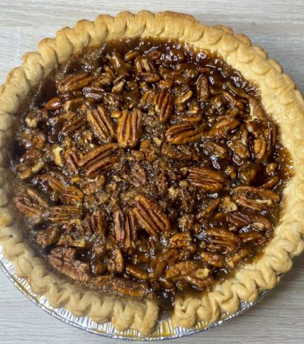 Freshly baked vegan pecan pie