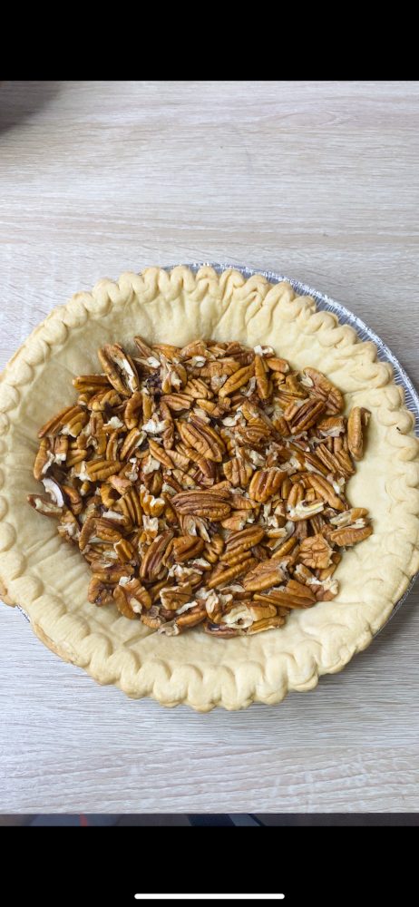 Pecans in pie shell